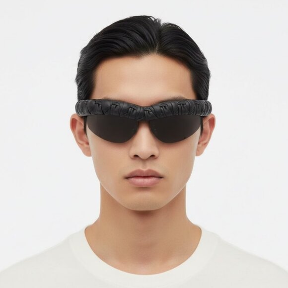 New Authentic Bottega Veneta BV1209S 002 Black Oversized Square Sunglasses
